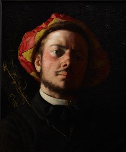 トルバドゥールとしてのポール・ヴェルレーヌの肖像 作： Jean Frederic Bazille