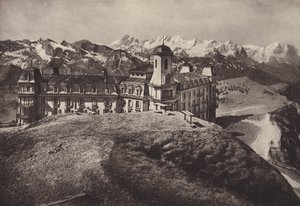 ホテル リギ クルム、ベルナー アルプスの眺め (白黒写真) 作： Jean Gaberell