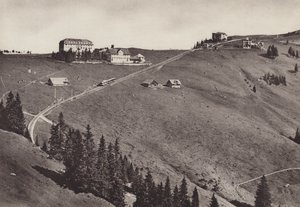 Hotel Rigi Staffel、電気 Arth Rigi Bahn (白黒写真) 作： Jean Gaberell