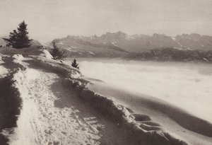 リギ・カルトバート、晴れた冬の日 (b/w 写真) 作： Jean Gaberell
