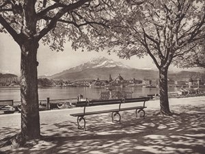 スイス: ルツェルン、ピラトゥス山 (b/w 写真)