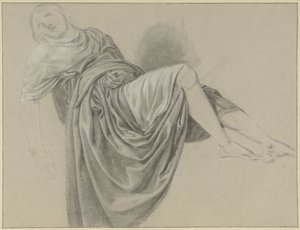 横になっている女性のドレープ研究 作： Jean Grandjean