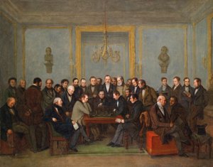 ピエール・サン・アマンとハワード・スタントンの壮絶なチェスの試合（1843年） Peinture de Jean Henri Marlet (1771-1847) 1843 - 油彩・キャンバス Dim 71x91,5 cm Private Collection 作： Jean Henri Marlet