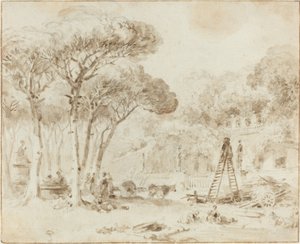 イタリアのヴィラの庭園 (ヴィラ メディチ?) 作： Jean Honore Fragonard