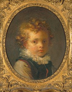 少年の頭（Alexandre-Evariste &39;Fanfan&39; Fragonard）、c.1785（カードに油彩） 作： Jean Honore Fragonard