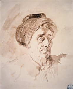 ターバンを巻いた頭部 ジャン・オノレ・フラゴナール（1732-1806）による水彩画。18世紀 ブザンソン美術博物館 作： Jean Honore Fragonard