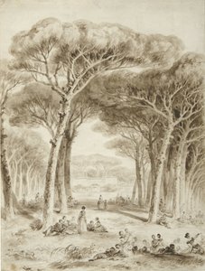 傘松のあるイタリアの風景 傘松のある風景 作： Jean Honore Fragonard