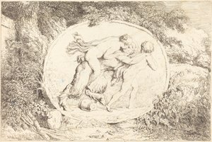 Nymph Astride a Satyr (サテュロスにまたがる少女) 作： Jean Honore Fragonard