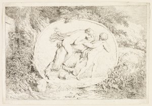 サテュロスの背に乗るニンフ（『バッカナレス』または『サテュロスの遊び』より 作： Jean Honore Fragonard