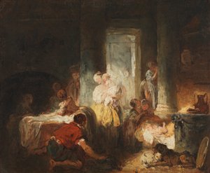 ローマ時代のインテリア、1760年頃（キャンバスに油彩） 作： Jean Honore Fragonard