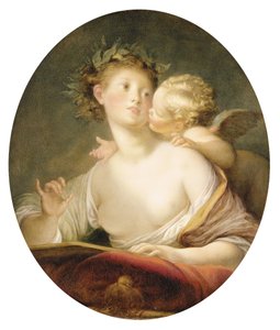 キューピッドに触発されたサッポー 作： Jean Honore Fragonard