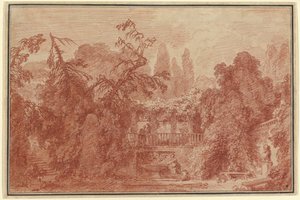 イタリアの別荘のテラスと庭園 作： Jean Honore Fragonard