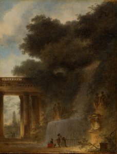 カスケード、ca。 1775年。 作： Jean Honore Fragonard