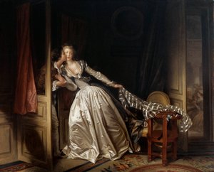 盗まれたキス、1780年代の終わり。 作： Jean Honore Fragonard