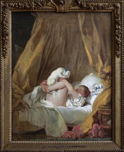 犬を連れた若い娘ジャン・オノレ・フラゴナール（1732-1806）の絵画、油彩・キャンバス 作： Jean Honore Fragonard