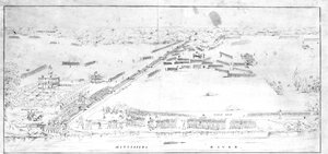 1815年1月8日、カルメット農園近くの戦いの様子。 作： Jean Hyacinthe Laclotte