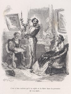 夫の前で彼女をなだめたり、おだてたりするのは良いことだ。"Little Miseri...", 1843年より。 作： Jean Ignace Isidore Gérard