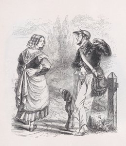 ベランジェ全集、1836年からのハンターと牛乳を注ぐ女。