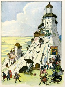 アルザスの物語は、ジャン・ジャック・ワルツ・ディット・ハンシ（1873-1951）によるアンクル・ハンシによって子供たちに伝えられます、個人コレクション：Siege du Chateau D