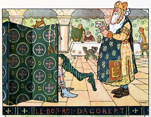 アルザスの物語は、ジャン・ジャック・ワルツ・ディット・ハンシ（1873-1951）によるアンクル・ハンシの子供たちに語り、個人コレクション：グッドキング・ダゴベール（602年頃-639年頃）。 注意！ この作品の使用は、第三者の承認要求または追加の対象となる場合があります 作： Jean Jacques (1873 1951) Waltz