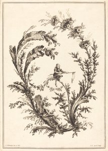猿の飾り 作： Jean Jacques Avril I after Jean Baptiste Pillement