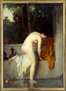 貞淑なスザンヌは、お風呂でスザンヌと言っています。ジャン・ジャック・ヘネール（1829-1905）の絵