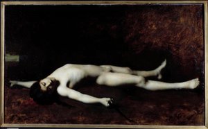 フランス革命。「La mort du tambour Joseph Bara (1779-1793)" Jean Jacques Henner (1829-1905) 絵画 19世紀 Orleans.美術博物館 作： Jean Jacques Henner