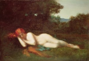 横たわるヌード（油彩・キャンバス） 作： Jean Jacques Henner