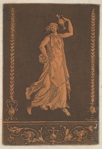 金属製の花瓶を持ち、左から右に歩く若いドレープの女性 若いドレープの..., 1784年頃。 作： Jean Jacques Lagrenee