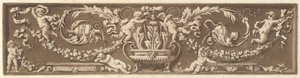 プッティ、アカンサスの葉、果実の花輪をあしらった装飾的なフリーズ、『Recueil de Diff...』、1784 年。 作： Jean Jacques Lagrenee