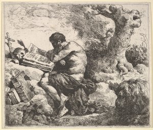 風景の中の聖ジェローム、1762-63。 作： Jean Jacques Lagrenee