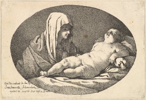 幼子キリストが眠っているのを見ている左の聖母、楕円形の構図、...、1760-63年以降。 作： Jean Jacques Lagrenee