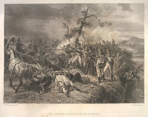 1812 年 7 月 25 ～ 26 日のオストロフノ近郊でのロシア軍とフランス騎兵隊の戦い 作： Jean Jacques Outhwaite