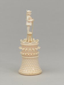 白いルーク、チェスの駒、インド、1820年頃 作： Jean Jacques Scherrer