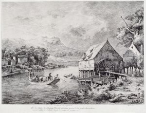 川のほとりにある製粉所、1774 作： Jean Jacques de Boissieu