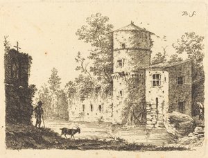 水車小屋のある古代の塔 作： Jean Jacques de Boissieu