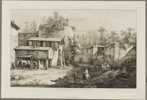 ライダーと鍛冶屋のいる風景 作： Jean Jacques de Boissieu