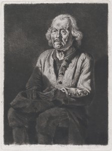 座っている物乞い: シャスレーの農民ジラールじいさんの肖像、1772 年。 作： Jean Jacques de Boissieu