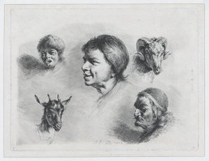5つの頭の研究、1803年。 作： Jean Jacques de Boissieu
