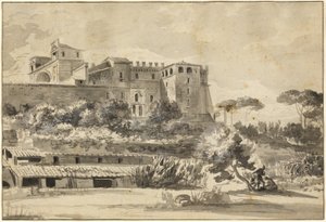 イタリアのヴィラと庭園の眺め (バチカンのベルヴェデーレ)
