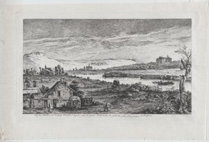 パリ近郊のマドリッド城の眺め、1764年。 作： Jean Jacques de Boissieu