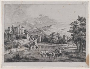 ヴェスタ神殿の眺め、1774 年。 作： Jean Jacques de Boissieu