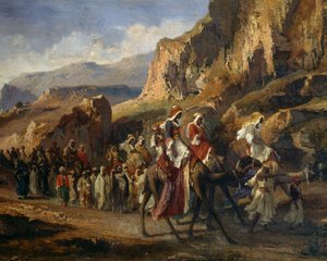Karavaanit ylittävät Marokon vuoret, Jean-Joseph Bellel (1816-1898), Ranska