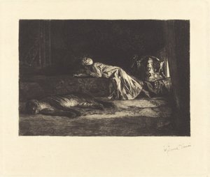 眠れる虎のいるオリエンタルなインテリア 作： Jean Joseph Benjamin Constant