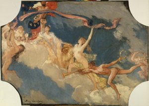 パリ市庁舎の宴会場のスケッチ：祝祭に世界を招待するパリ市 作： Jean Joseph Benjamin Constant