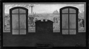 1905年、フレスヌ市庁舎のためのスケッチ：台地の上-泥まみれの兵士たち（油彩・カンヴァス） 作： Jean Joseph Enders