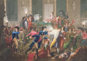 ロベスピエールの逮捕、「テルミドールの9〜10日目の夜、II年、1794年7月27日」 作： Jean Joseph Francois Tassaert