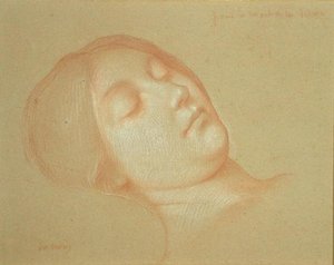 聖母の死」の習作（紙に赤チョークで白を盛ったもの） 作： Jean Jules Antoine Lecomte du Nouy