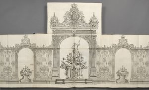 HM le Roy deの注文により、1755年にナンシーのロワイヤル広場に配置されたグランデスグリルのデザイン 作： Jean Lamour