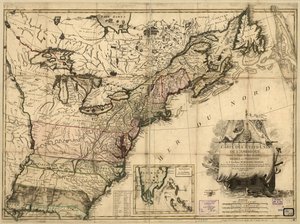 1783 年の平和条約後のアメリカ合衆国の地図。